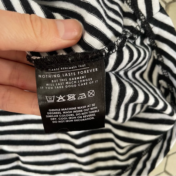 LAZY OAF Sally Dress Medium Black White Stripe Grunge Skater Streetwear Pockets - Picture 8 of 9